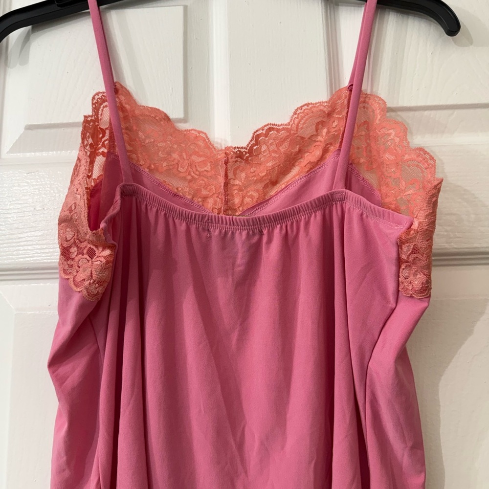 Ashley Stewart Coral and Pink Lace Chemise - Picture 3 of 4